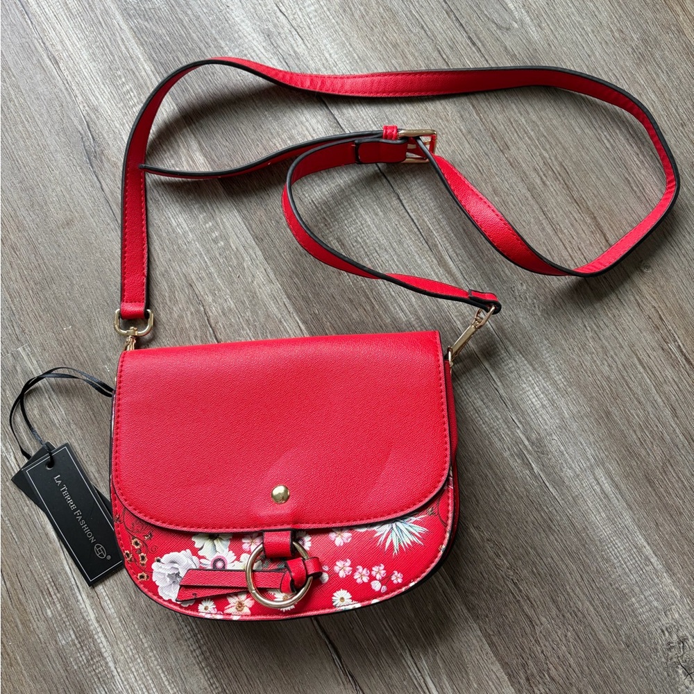 Red Floral Crossbody Bag